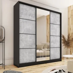 Zestawy Mebli Do Przedpokoju|Szafy Trzydrzwiowe></noscript>BROMARKT Loftowa szafa przesuwna z lustrem 200 cm LOFT MAX