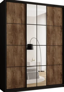 Zestawy Mebli Do Przedpokoju|Szafy Trzydrzwiowe>BROMARKT Loftowa szafa przesuwna z lustrem do sypialni 180 cm EDGE MAX
