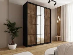 Zestawy Mebli Do Przedpokoju|Szafy Trzydrzwiowe></noscript>BROMARKT Loftowa szafa przesuwna z lustrem do sypialni 180 cm EDGE MAX