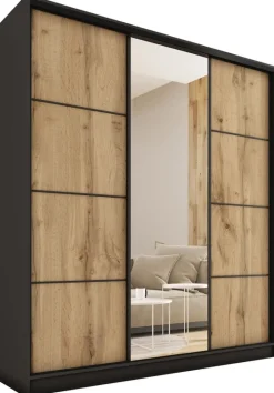 Szafy Trzydrzwiowe|Szafy Do Przedpokoju>BROMARKT Loftowa szafa przesuwna z lustrem 180 cm LOFT MAX