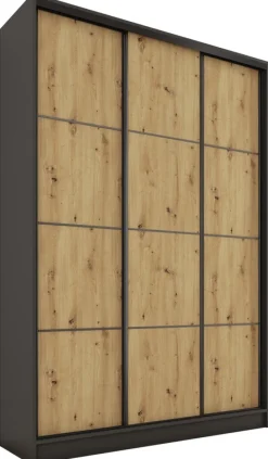 Zestawy Mebli Do Przedpokoju|Szafy Trzydrzwiowe>BROMARKT Loftowa szafa przesuwna z półkami i szufladami 150 cm LOFT MAX