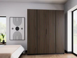 Szafy Młodzieżowe|Szafy Otwierane></noscript>Lempert Loftowa szafa z lamelami do sypialni 200 cm KARAT czarny