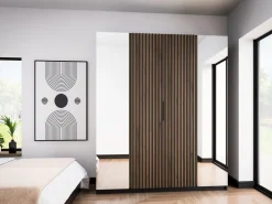 Szafy Otwierane|Szafy Z Lustrem></noscript>Lempert Loftowa szafa z lustrem i lamelami do sypialni 200 cm KARAT