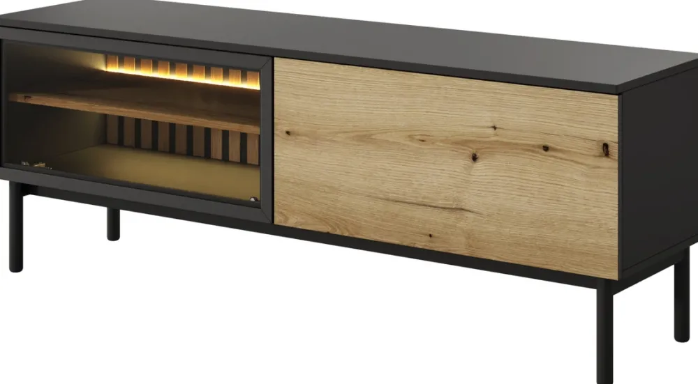 Szafki Rtv>LASKI Loftowa szafka RTV 150 cm na nóżkach do salonu LARINO