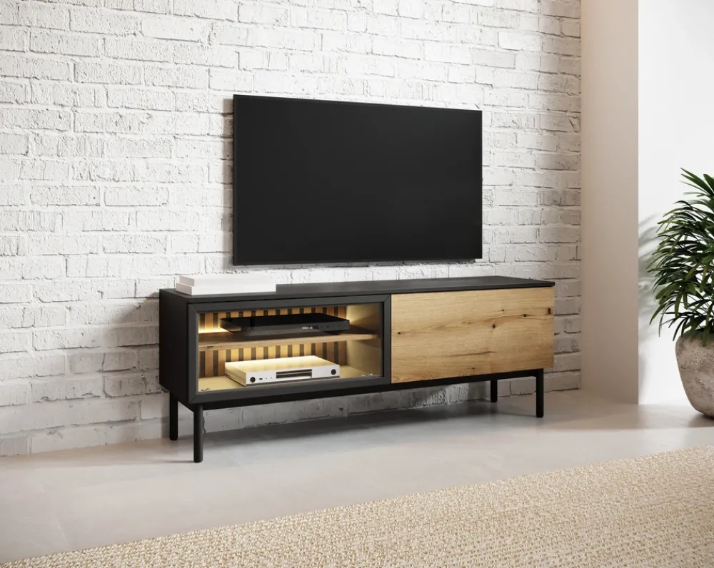 Szafki Rtv>LASKI Loftowa szafka RTV 150 cm na nóżkach do salonu LARINO