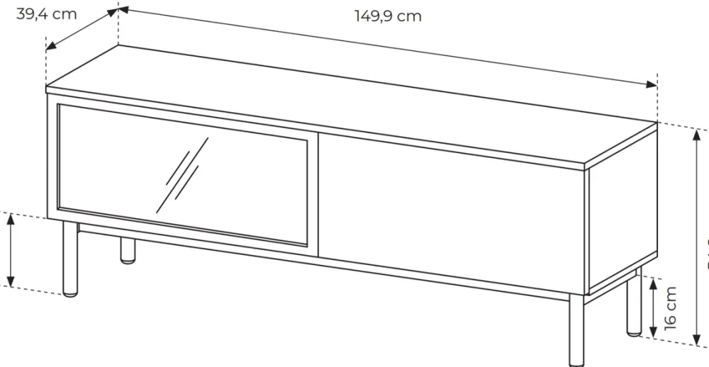Szafki Rtv>LASKI Loftowa szafka RTV 150 cm na nóżkach do salonu LARINO