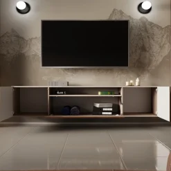 Szafki Rtv>Arton Loftowa szafka RTV 200 cm wisząca TAVIO z frezowanymi frontami
