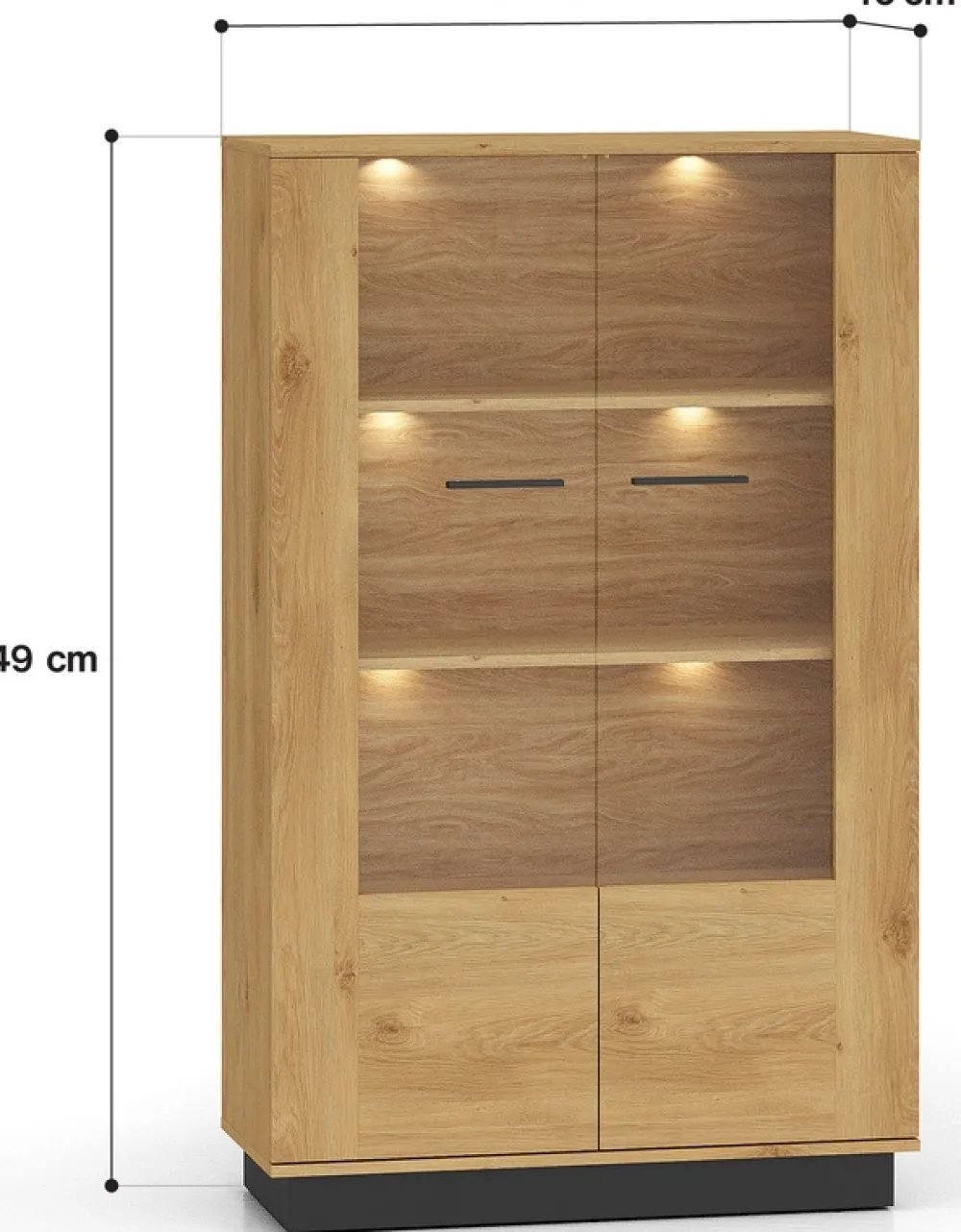 Zestawy Mebli Do Salonu|Witryny>ML Meble Loftowa witryna do salonu 92 cm MONELLI dąb stylowy