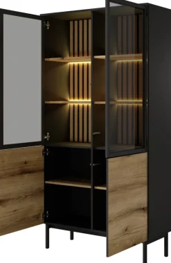 Zestawy Mebli Do Salonu|Witryny>LASKI Loftowa witryna na książki przeszklona 100 cm LARINO