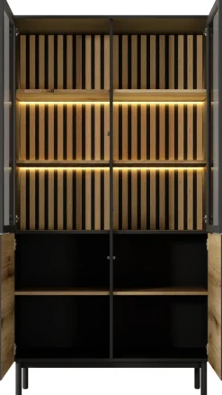 Zestawy Mebli Do Salonu|Witryny></noscript>LASKI Loftowa witryna na książki przeszklona 100 cm LARINO