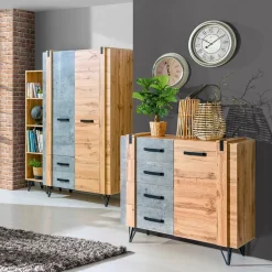 Biurka|Zestawy Mebli Do Salonu></noscript>DOLMAR Loftowe biurko kumputerowe z szafką 120 cm LOSTI