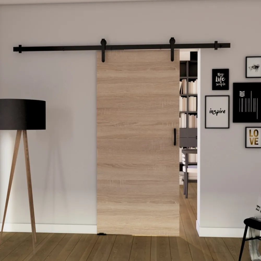 Drzwi Przesuwne>przesuwne.com Loftowe drzwi przesuwne 90 cm do pokoju garderoby ANZIO dąb sonoma