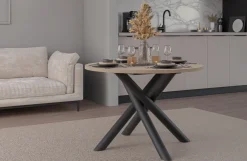 Krzesła|Stoły></noscript>Lempert Loftowy okrągły stół do jadalni 110 cm OPALIO dąb landberg