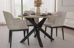 Krzesła|Stoły></noscript>Lempert Loftowy okrągły stół do jadalni 110 cm OPALIO dąb landberg