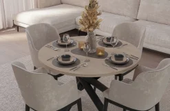 Krzesła|Stoły></noscript>Lempert Loftowy okrągły stół do jadalni 110 cm OPALIO dąb landberg