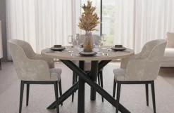 Krzesła|Stoły></noscript>Lempert Loftowy okrągły stół do jadalni 110 cm OPALIO dąb landberg