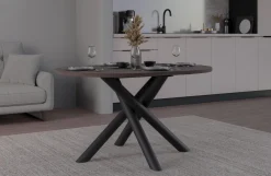 Krzesła|Stoły>Lempert Loftowy stół do jadalni 138-100 cm zaokrąglony OPALIO orzech wisconsin