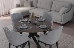 Krzesła|Stoły></noscript>Lempert Loftowy stół do jadalni okrągły 110 cm OPALIO orzech wisconsin