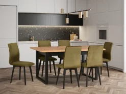 Stoły Z Krzesłami>DREWMIX Loftowy stół z krzesłami tapicerowanymi do jadalni LEVATE
