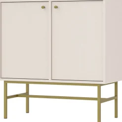 Komody>Lempert Mała beżowa komoda dwudrzwiowa do salonu 84 cm TOKEN beż piaskowy