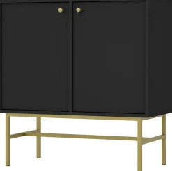 Komody>Lempert Mała czarna komoda dwudrzwiowa do salonu 84 cm TOKEN czarny grafit