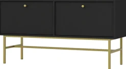 Szafki Rtv>Lempert Mała czarna szafka RTV pod telewizor do salonu 120 cm TOKEN czarny grafit