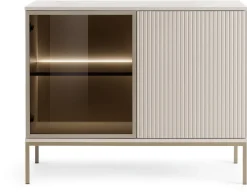 Zestawy Mebli Do Salonu|Komody>PIASKI Mała dwudrzwiowa komoda z witryną na nóżkach 104 cm SEWILLA