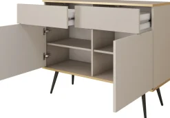 Zestawy Mebli Do Salonu|Komody>PIASKI Mała dwudrzwiowa komoda z szufladami 107 cm ORVIETO beż