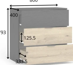 Meble Dla Dzieci|Meble Młodzieżowe></noscript>MEBLOSIEK Mała komoda 80 cm do sypialni z szufladami UTOPIA