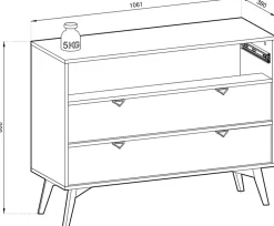 Komody></noscript>PIASKI Mała komoda do salonu w stylu boho FLOW