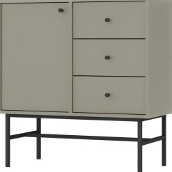 Komody>Lempert Mała komoda do salonu z drzwiami i szufladami 84 cm TOKEN eukaliptus