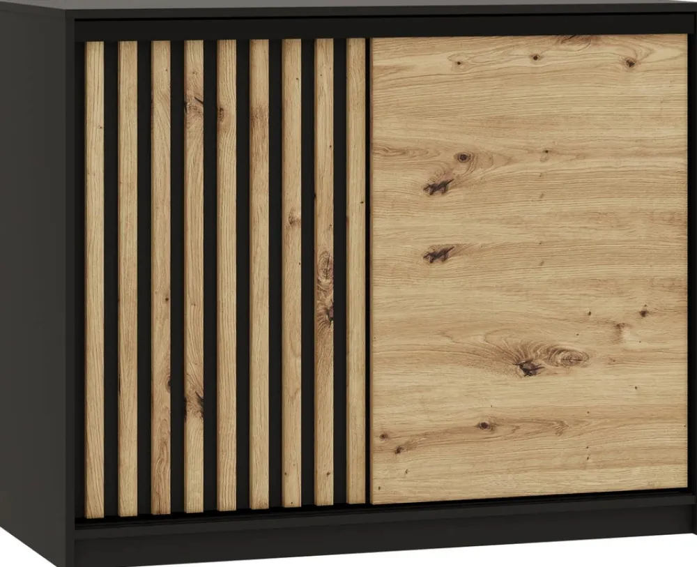 Komody>BROMARKT Mała komoda przesuwna 120 cm z lamelami i szufladami LOFT