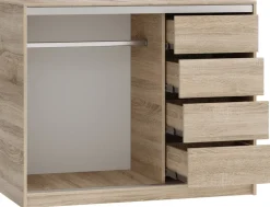 Komody>BROMARKT Mała komoda przesuwna z szufladami i drążkiem 120 cm TOP dąb sonoma