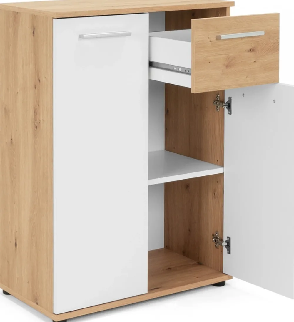 Zestawy Mebli Do Przedpokoju|Komody>Meblohand Mała komoda z szufladą i półkami dąb artisan 60 cm JOVITA