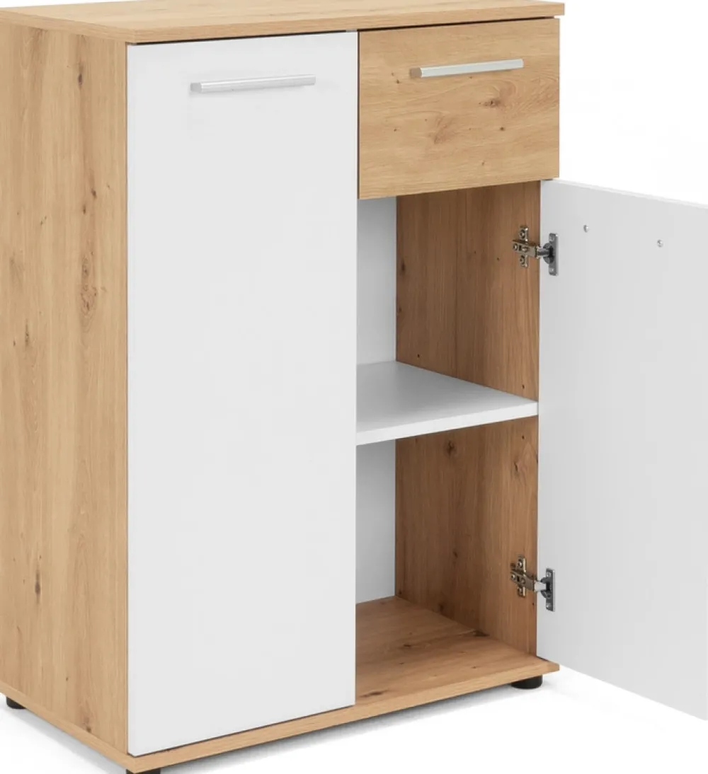 Zestawy Mebli Do Przedpokoju|Komody>Meblohand Mała komoda z szufladą i półkami dąb artisan 60 cm JOVITA