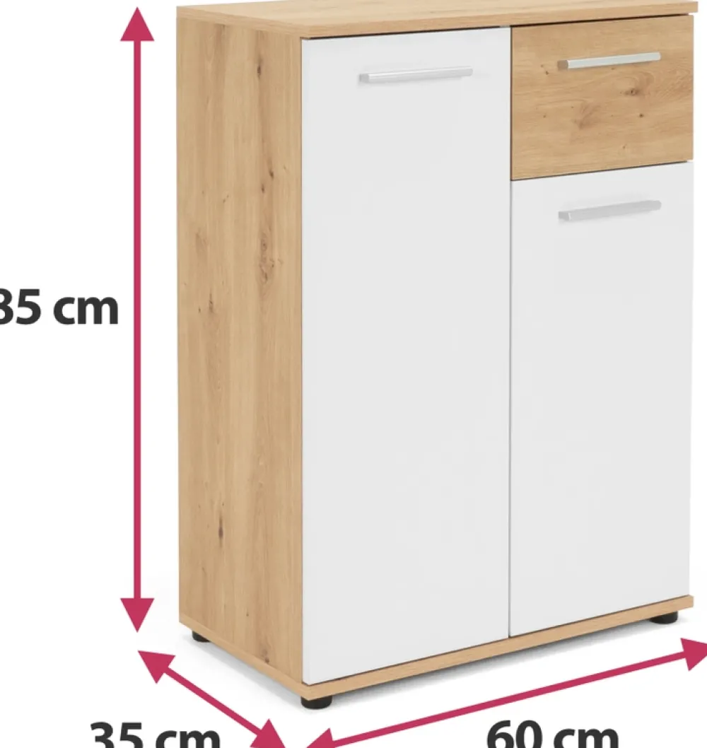 Zestawy Mebli Do Przedpokoju|Komody>Meblohand Mała komoda z szufladą i półkami dąb artisan 60 cm JOVITA