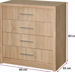 Komody></noscript>Stolar Mała komoda z szufladami 80 cm GORDON
