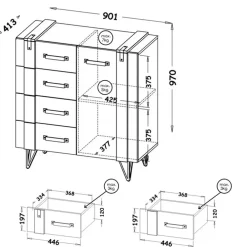 Zestawy Mebli Do Salonu|Zestawy Mebli Młodzieżowych></noscript>DOLMAR Mała komoda z szufladami do salonu 90 cm LOSTI