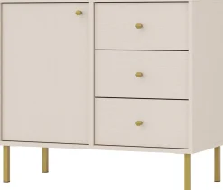 Zestawy Mebli Do Salonu|Komody>Lempert Mała komoda z szufladami i drzwiami 84 cm TOKEN beż piaskowy