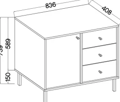 Zestawy Mebli Do Salonu|Komody></noscript>Lempert Mała komoda z szufladami i drzwiami 84 cm TOKEN beż piaskowy