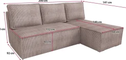 Narożniki></noscript>IZABELLA MEBLE Mała różowa rogówka z funkcją spania do nowoczesnego salonu HECTOR