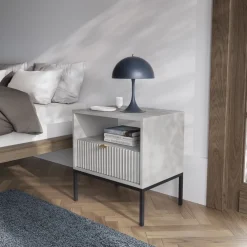 Szafki Nocne></noscript>PIASKI Mała szafka nocna z szufladą nowoczesna AVANTI szary