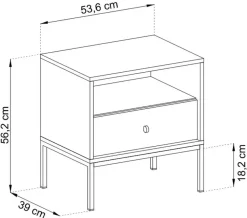 Szafki Nocne></noscript>PIASKI Mała szafka nocna z szufladą nowoczesna MONTI granat złoty granatowy