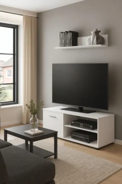 Szafki Rtv>Meblohand Mała szafka RTV biała do salonu CUBE XL biały