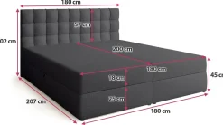 Łóżka Małżeńskie|Łóżka Ze Stelażem></noscript>BROMARKT Małżeńskie łóżko kontynentalne 180x200 cm z pojemnikiem DETROIT