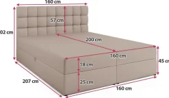 Łóżka Ze Stelażem|Łóżka Z Zagłówkiem></noscript>BROMARKT Małżeńskie łóżko kontynentalne 160x200 cm z pojemnikiem DAKOTA