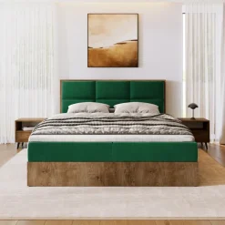 Łóżka Małżeńskie|Łóżka Ze Stelażem></noscript>BROMARKT Małżeńskie łóżko kontynentalne 160x200 cm z pojemnikiem LOFT dąb lefkas