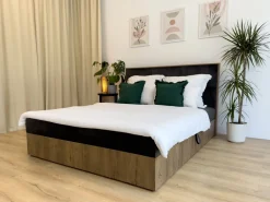 Łóżka Małżeńskie|Łóżka Ze Stelażem></noscript>BROMARKT Małżeńskie łóżko kontynentalne 160x200 cm z pojemnikiem LOFT dąb lefkas