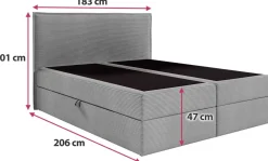 Łóżka Kontynentalne|Łóżka Ze Stelażem></noscript>BROMARKT Małżeńskie łóżko 180x200 cm tapicerowane kontynentalne z pojemnikiem MALIBU