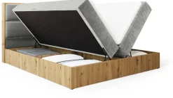 Łóżka Małżeńskie|Łóżka Z Zagłówkiem>BROMARKT Małżeńskie łózko kontynentalne 180x200 cm do sypialni LOFT dąb artisan